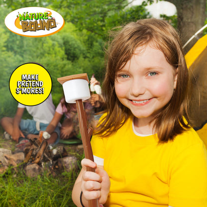 Nature Bound Kids Camping Playset - Light-Up Campfire Toy Set for Indoor and Outdoor Adventures - Pretend S’Mores, Lantern, and Camping Accessories (Gift Box)
