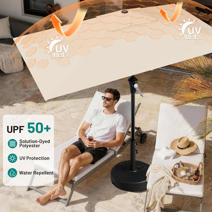 AreShark 6.5' x 10' Rectangular Patio Umbrellas for Outdoor, Outdoor Table Umbrella, Large Outdoor Patio Umbrellas with 6 Sturdy Ribs for Pool, Garden, Deck & Market (Cream-White)