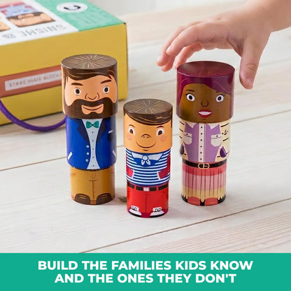 My Family Builders 32-Piece Multiracial Magnetic Family Play Set, Wooden Diversity Building Blocks for Kids, Multicultural Puzzles & SEL Toy for Toddlers & Children