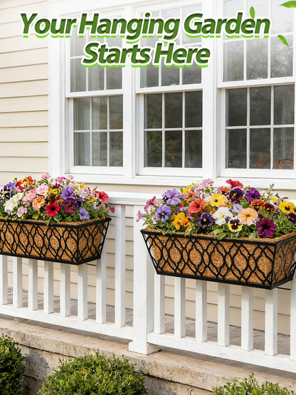 24in Tapered Coco Liners for Window Planter Box - 2 Pack 100% Natural Coconut Coir Fiber Liner Replacement for Deck Flower Box, Garden Railing Fence Wall Planter Basket