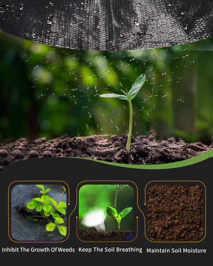 Pterying 2.6ftx100ft Weed Barrier Landscape Fabric Heavy Duty, Premium Garden Geotextile Fabric Weed Blocker for Driveway Mats Erosion Control, Weed Control Garden Cloth Ground Cover