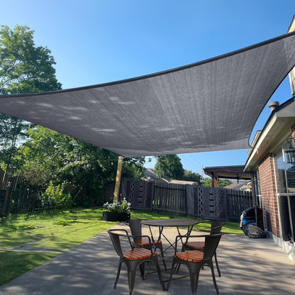 SUNLAX Large Sun Shade Sail 16' x 20' Dark Grey Rectangle Canopy Sail Shade Cover UV Block Permeable Sunshade Outdoor for Patio Backyard (We Make Custom Size)