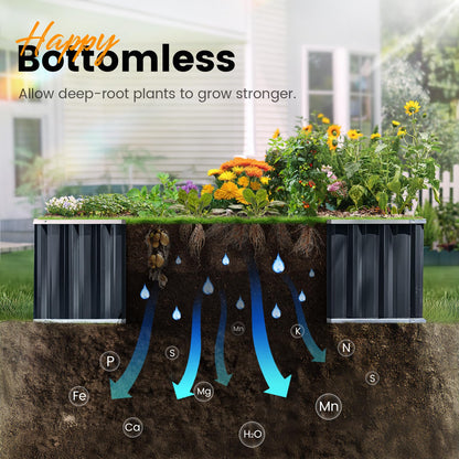 KING BIRD 68" x 36" x 34.6" Raised Garden Bed with Garden Anti-Bird Protection Netting Structure Galvanized Steel Metal Planter Kit Box with 2 Pairs of Gloves Dark Grey