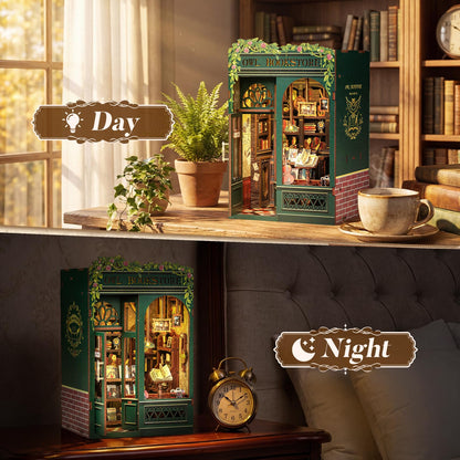 CUTEBEE Book Nook Kit - DIY Miniature House Kit for Adults, Teens and Beginners, Dollhouse Booknook Library Tiny House Bookshelf Decor 3D Wooden Puzzle, Gifts for Family, Friends (Owl Bookstore)