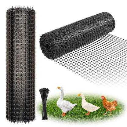DOLEMODUO Heavy Duty Plastic Fence Roll 39" x 50' - 0.8x0.8 Inch Chicken Wire Mesh, Reusable Fencing for Garden, Rabbit/Poultry Protection, Balcony & Plant Defense (Black)
