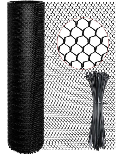 16In x 15Ft Plastic Chicken Wire Mesh Fencing, TOYPOPOR 500GSM Durable Heavy Duty Hexagonal Chicken Wire for Cat Dog Fencing, Garden Fence, Aquarium, Moss Pole, Aperture 0.4'', Rustproof, Easy to Cute