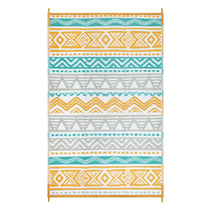 Lahome Outdoor Rug Waterproof, 5x8ft Reversible Outdoor Plastic Straw Rug for Camping Patio, RV Outdoor Rugs Outside, Outdoor Carpet for Porch Deck Backyard Balcony Picnic(Blue/Yellow,5'x 8')