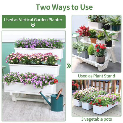 Oliz Planters for Outdoor Plants 3 Tiers Vertical Raised Garden Bed Freestanding Elevated Planter with Planter Tray for Indoor and Outdoor Strawberry, Herb, Flower, and Vegetable Planter