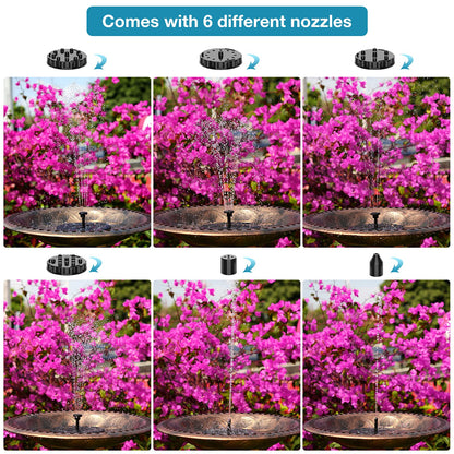 AISITIN 2 x 1.5 W DIY Solar Powered Garden Fountain with 6 Nozzles Effects for Ponds, Bird Bath, Aquarium, Garden Fountain