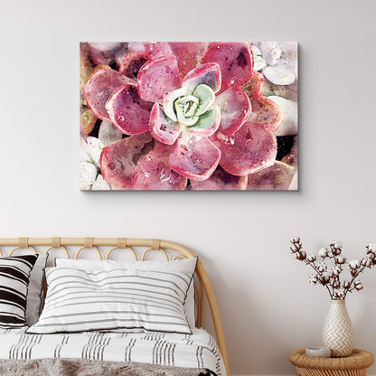 NWT Canvas Print Wall Art Red Petals Echeveria Melaco Botanical Succulent Nature Plants Photography Modern Art Southwest Closeup Colorful Multicolor for Living Room, Bedroom, Office - 32"x48"