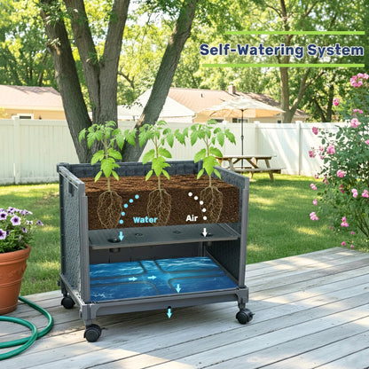 KOBAZ Raised Garden Bed Tomato Planter Box with Trellis, 41.3" Tomato Planters Cage w/Self-Watering for Climbing Plants Vegetables, Patio Indoor Outdoor