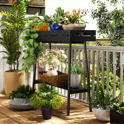 BAMBANG Bamboo Plant Stand Indoor, 2 Tier Small Plant Table, Tall Plant Stand for Indoor Plants, Window Sill Plant Shelf, Flower Pot Holder Plant Bench Plant Rack for Living Room Outdoor, Black
