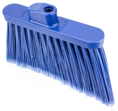 SPARTA Plastic Broom Head, Angled, Flagged for Small Debris Indoor, Outdoor, Home, Restaurant, Lobby, Office, 12 Inches, Blue