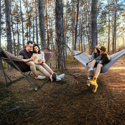 Tranquillo Combo x2 Hammocks with Stand for Outside & Tree Straps, Heavy Duty Hammock with Stand 600lbs for Indoor Outdoor Patio Backyard, x2 Hammocks for 2 Person (Combo - Brown, Medium)