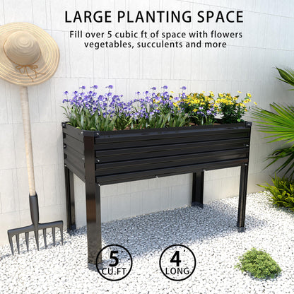 DIIYIV 2PCS Galvanized Raised Garden Bed with Legs,2PCS 48×18×30in Elevated Planter Box for Backyard,Garden, Patio, Balcony, 300lb Capacity,Planters for Outdoor Plants,Black