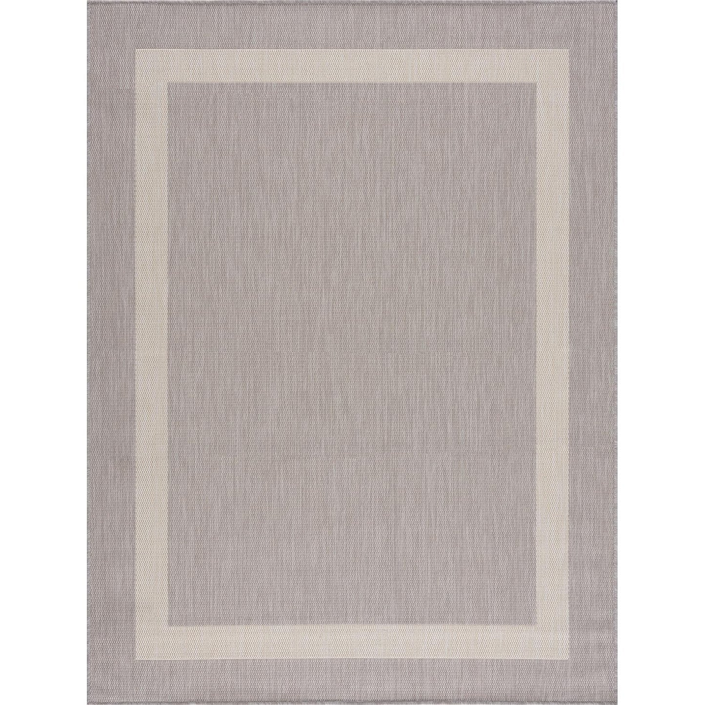 CAMILSON Outdoor Rug 8x10,Modern Outside Rugs for Patios Porches Waterproof Durable Washable Non-Shedding, Easy-to-Clean Indoor Outdoor Area Carpet (8 x 10, Bordered - Gray/White)