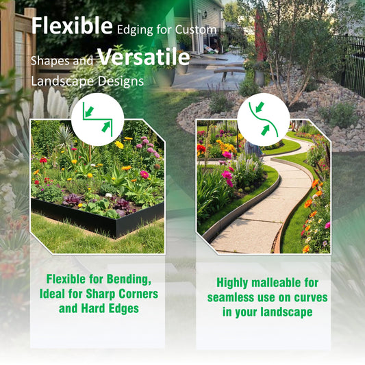 20ft (6-Pack) Cor-Ten Steel Landscape Edging – 40" x 8" Flexible Pre-Applied Rust Patina Garden Border
