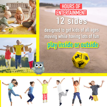 Covelico Kids 4 x Dice Bundle - Animal, Movement, Yoga & Actions. Plysical Education Equipment for Elementary School, Animal Games, Kids Yoga & Active Moves for Obstacle Courses