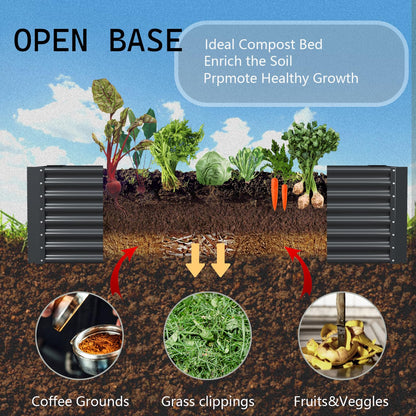 FRIZIONE 6FT(L)×3FT(W)×2FT(H) Raised Garden Bed Outdoor for Flower, Garden Planter Box for Vegetable, Raised Garden Beds for Herb, Succulent, Dark Gray