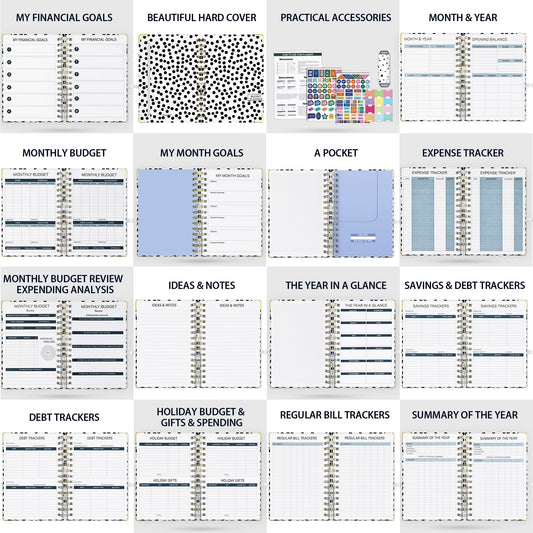 Ospelelf Budget Planner - Budget Book with Bill Organizer and Expense Tracker, 12 Month undated Budget Planner/Account Book to Take Control of Your Money, Start Anytime(Polka dots)