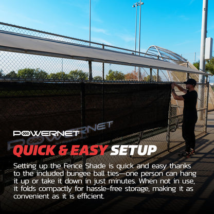 PowerNet Dugout Shade Cover, Baseball & Softball Portable Sun Shade, Outdoor Sports Sun Cover for Chain Link Fence, 18.75 FT x 7 FT