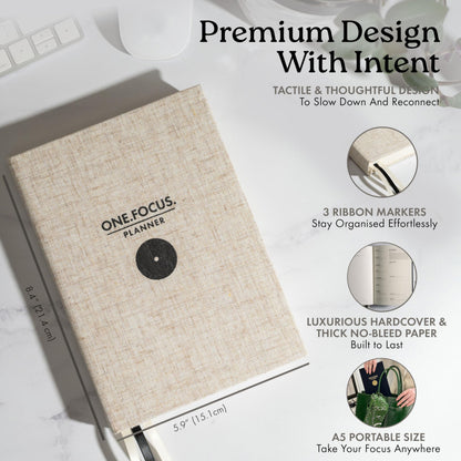 Daily Focus Planner: 90-Day Undated Goal Journal, Vision Mapping, Prioritize To-Do Lists, Wellness, Monthly, Weekly, Daily Goal Setting, Gratitude, Habit Tracking, Gift for Men and Women with ADHD, Neurodivergent Adults, 2026 Productivity, A5, Linen