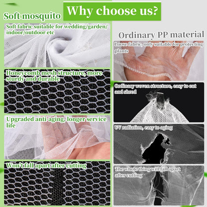 39 x 10 Ft Mosquito Netting for Garden Patio, Breathable Mesh Net for Bird and Insect Protection, Plant Cover for Vegetables, Fruits and Flowers, White 3x12 m