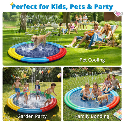 Splash Pad for Kids & Dogs, 78" Extra Large Non-Slip Thicker Sprinkler Mat, Backyard Outdoor Lawn Water Toys, Durable Summer Fountain Play Pool Gifts for Toddlers, Children & Pets