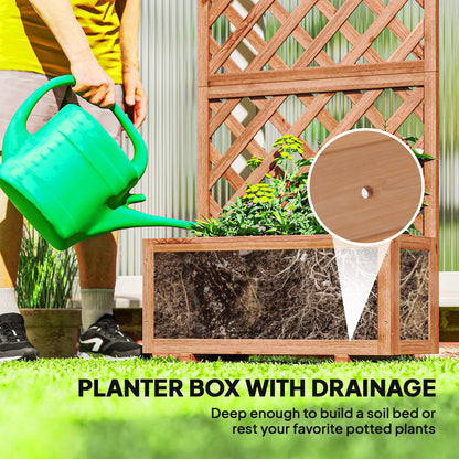 Outsunny Wooden Raised Garden Bed with Trellis, 59" Outdoor Planter Box with Drainage Holes, Planter Raised Bed for Climbing Vine Plants Flowers, Orange