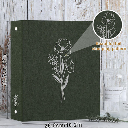 Lanpn Aesthetic Letter Size A4 3 Ring Binder 2 Packs, Linen Hardcover 1 inch Round Rings Folder Holder Planner Fits 8.5" x 11" Paper for Office School Journaling Collections (Green)