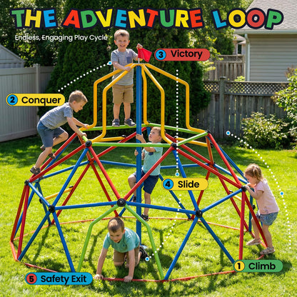 Zupapa 10FT Climbing Dome with Tower, Outdoor 10FT Geometric Dome Climber Tower for Kids 3-10 Supporting 1200 lbs, Easy Assembly Playground Jungle Gym Backyard Play Equipment
