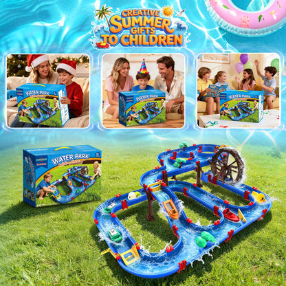 TERRAMUS 2-Tier Water Table Toys with Watermill for Kids, Upgraded Large 115PCS Water Park Playset, Summer Toys DIY Waterways for Backyard Beach Pool Lawn,Outdoor Toy for 3-5 4-8, Gifts for Boys Girls