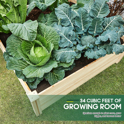 SPECRAFT 8x4 Ft Wood Raised Garden Bed, Durable 15 Inch Depth Planter Box for Vegetables, Herbs, and Flowers, Ideal for Outdoor Gardening with Open Base