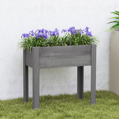 Sobetwood Raised Garden Bed with Legs, 31x16x31'', Outdoor Wood Elevated Planter Box, Grey Cedar, Thick Legs, w/Liner