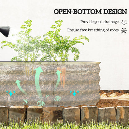 Outsunny 6.5' x 2' x 1' Galvanized Raised Garden Bed Kit, Outdoor Metal Elevated Planter Box with Safety Edging, Easy DIY Stock Tank for Growing Flowers, Herbs & Vegetables, Cream