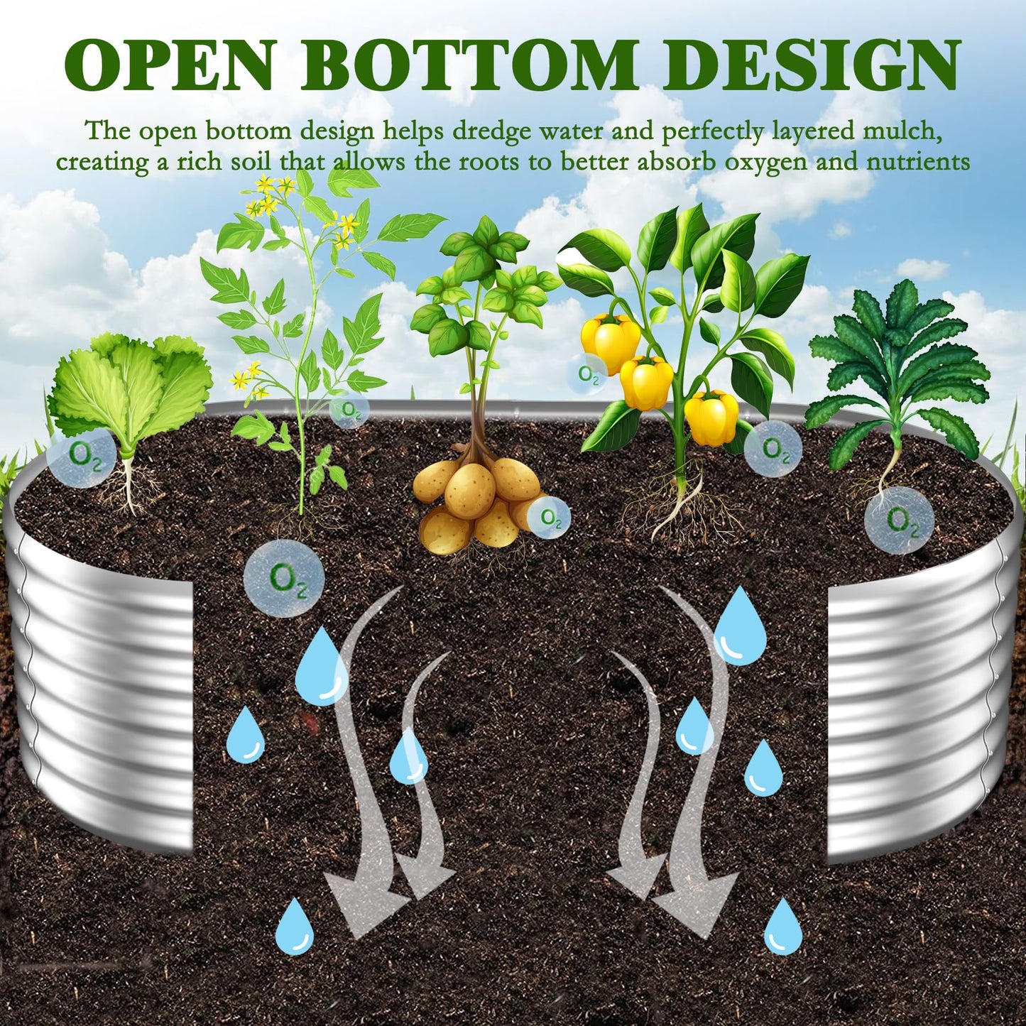 DERYONI Galvanized Raised Garden Bed Kit 2pack,Planter Raised Beds 6x3x1ft for Gardening,Outdoor Metal Garden Bed Planter Box for Flowers,Fruits,Vegega Raised Garden Bed