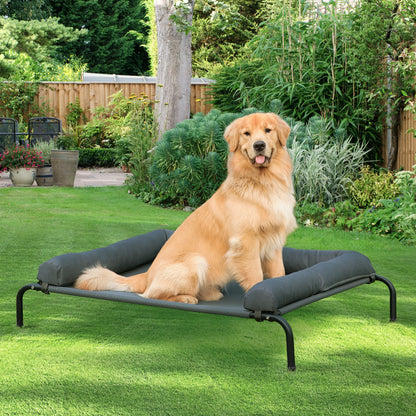 WESTERN HOME Cooling Elevated Dog Bed for Large Dogs, Portable Indoor & Outdoor Raised Dog Bed with Breathable Mesh, Chew Proof Pet Hammock Cots with Removable and Waterproof Bolsters