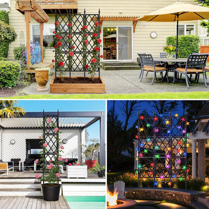 5.25FT Garden Trellis Support Fence,Metal Wall Lattice Climbing Frame for Climbing Plants Outdoor, Black Iron Pipe Fence for Potted Plants Indoor for Ivy Vines Vegetable Flower, Patio, Lawn, Yard