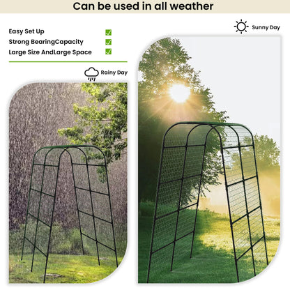 7Ft Adjustable Garden Arch Trellis for Climbing Plants Outdoor, Heavy Duty Rustproof Stainless Steel Cucumber Trellis for Raised Beds, Tall Metal Plant Support for Tomato, Squash, Beans, Flowers