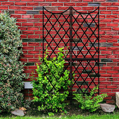 Newtay Giant Trellis for Climbing Plants, Rustproof Metal Vine Trellis with Black Coating Large Heavy Duty Plant Trellis for Outdoor Climbing Plants Vegetables Support (58'' X 36'',Stylish Style)