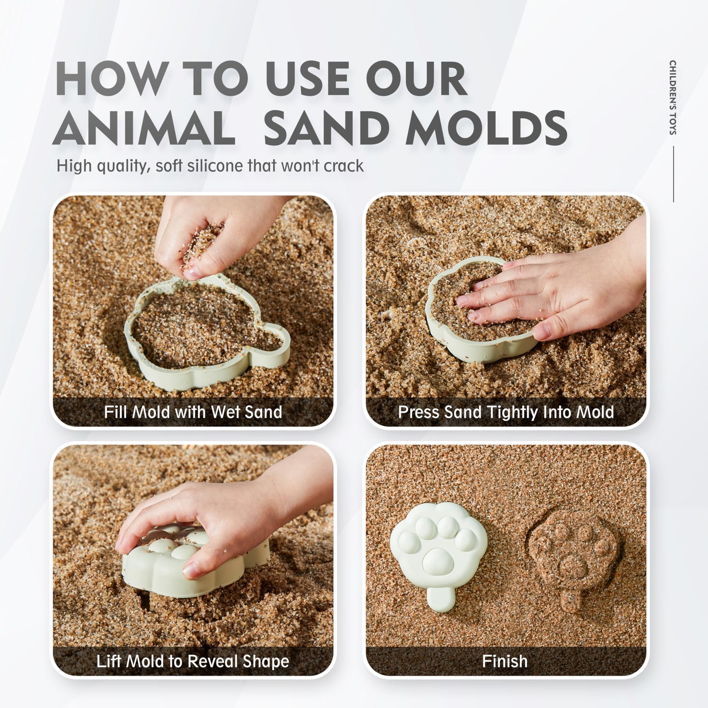 MarcZero 17Pcs Silicone Beach Toys,Modern Baby Beach Toys,Travel Friendly Beach Set,Silicone Bucket, Watering Can, Shovel, 12 Sand Molds, Beach Bag,Silicone Sand Toys for Toddlers, Kids (Mint Green)