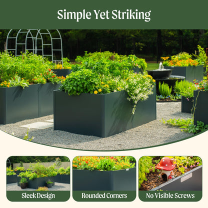 Vego garden Modern Raised Garden Bed 17" Tall 42" x 83" Heavy Large Metal Planter Box for Trees Plants Flowers Double-Walled Steel Planters for Commercial Residential Patio, Midnight Blue