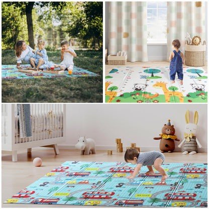Wiltology playmat, Foldable Baby Play Mat, Extra Large, Non-Toxic, Waterproof Activity Playmats for Babies, Education for Infant, Non-Slip Double Sided (79”x71” 0,4in Olive) boy and Girl