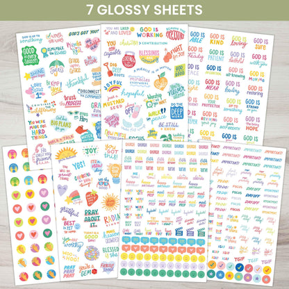 bloom daily planners x Cleerely Stated Rooted in Faith Sticker Pack - 8 Sheets /540 Stickers - Christian Planner Stickers for Journaling, Religious Encouragement, Bible Study, Prayer & Devotionals