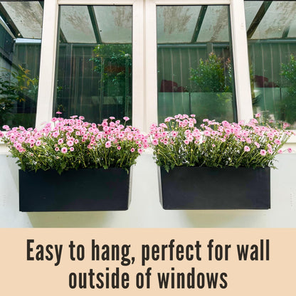 LaLaGreen Wall Planters for Indoor (2 Pack, 20 Inch) Black Self Watering Rectangular Window Planter Box Outdoor with Bracket Wall Mount Vertical Garden Balcony Herb Plant Holder Stylish Flower Pot