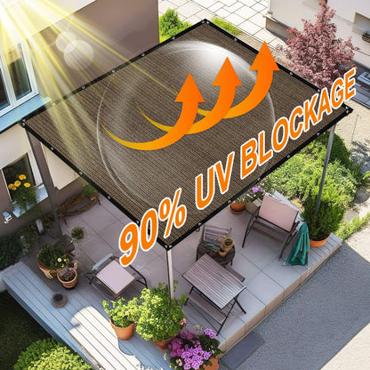 Artpuch 90% Sun Shade Cloth, 10 x 10 FT Pergola Shade Cover Canopy with Grommets, Sun Screen Fabric Tarp for Patio, Outdoor, Garden, Backyard, Mocha