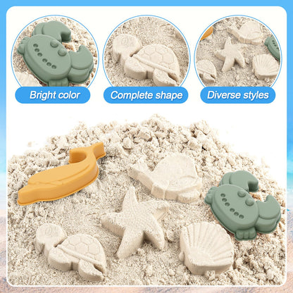 Biubee 9Pcs Silicone Sand Toys for Baby with Portable Beach Bag - Kids Beach Set with Beach Toy Molds Shovel Bucket Set - Toddler Sandbox Toys for Kids Outdoor Summer Playset
