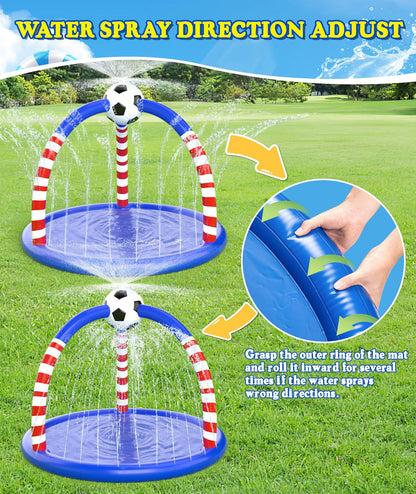 Glowpoint Splash Pad for Kids & Dogs, Large Outdoor Water Sprinkler Pad, Inflatable Water Play Mat with Soccer Sprinkler, Backyard Summer Water Toy for Toddlers Children Family Fun