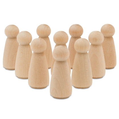 Wood Peg Dolls, 3.5 Inch Large Mom/Angel Shape Wooden Peg People, Pack of 50 Wooden Dolls for Play, Strong Birch Wooden People Figures, Peg Dolls Unfinished, Wooden Pegs for Crafts
