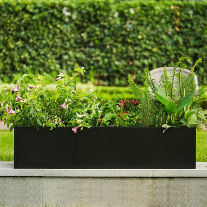 Garvee Large Metal Planter Box for Outdoor Plants, 51"X18"X12" Heavy Duty Steel Rectangular Planter with Snap-on Assembly, Open Base Design (No Bottom), for Garden Patio Yard